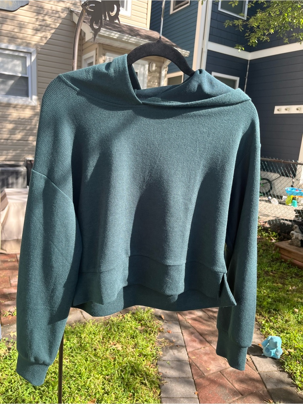 Wiholl Women's Cozy Funnel Neck Sweater - Teal Green size small